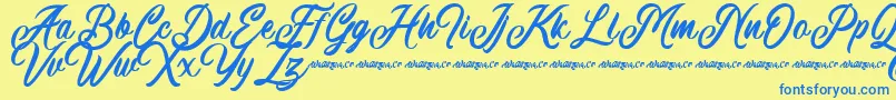 Machineat Demo Font – Blue Fonts on Yellow Background