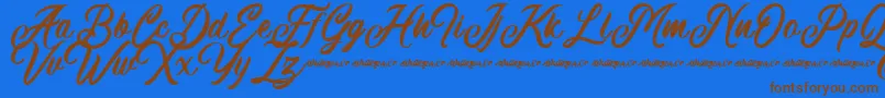 Machineat Demo Font – Brown Fonts on Blue Background