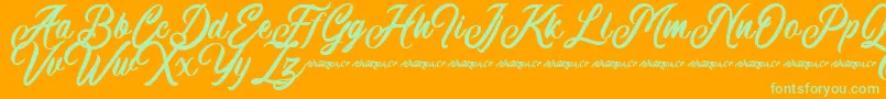 Machineat Demo Font – Green Fonts on Orange Background