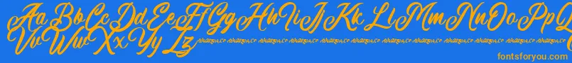 Machineat Demo Font – Orange Fonts on Blue Background