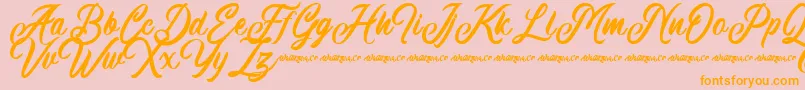 Machineat Demo-Schriftart – Orangefarbene Schriften auf rosa Hintergrund