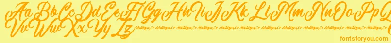 Machineat Demo-Schriftart – Orangefarbene Schriften auf gelbem Hintergrund