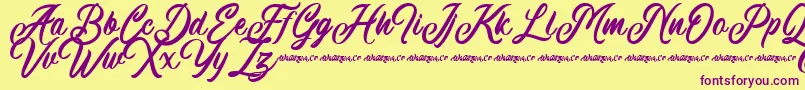 Machineat Demo-Schriftart – Violette Schriften auf gelbem Hintergrund