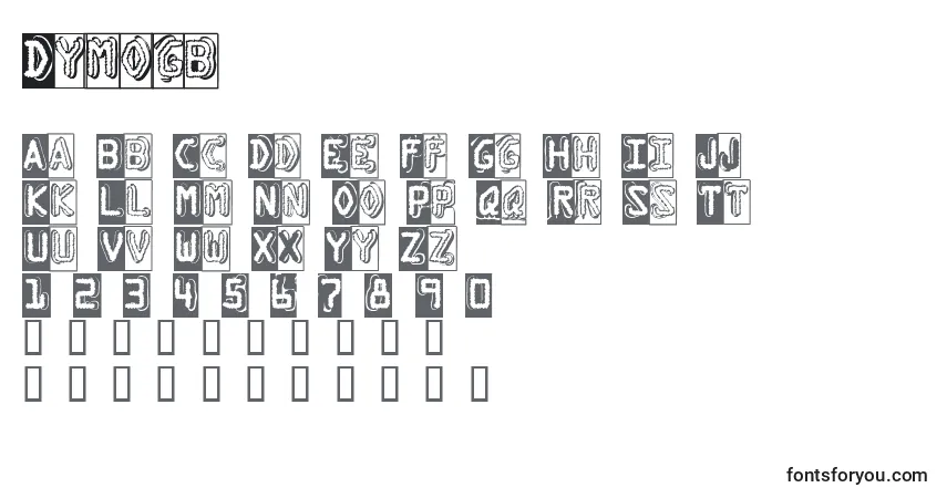 Schriftart Dymogb – Alphabet, Zahlen, spezielle Symbole