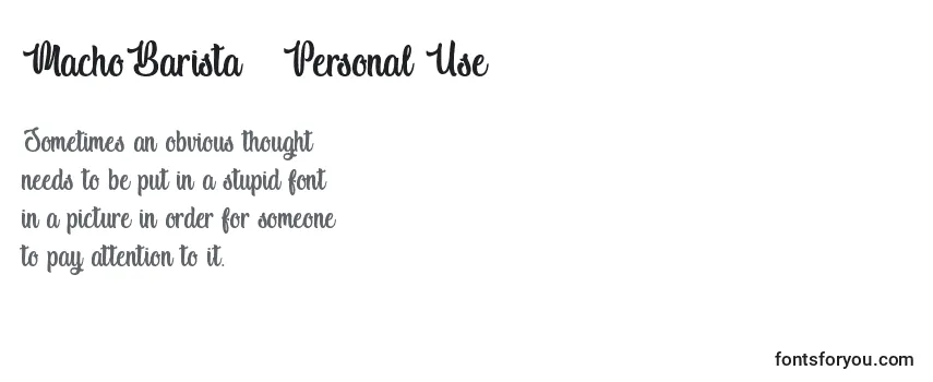 Macho Barista   Personal Use-fontti