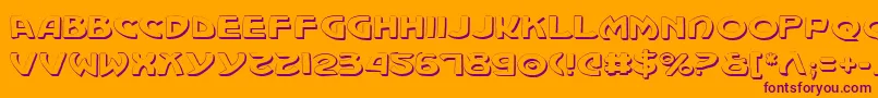 Machv2s-Schriftart – Violette Schriften auf orangefarbenem Hintergrund