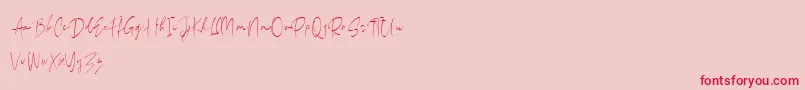 フォントMackleScript Regular DEMO – ピンクの背景に赤い文字