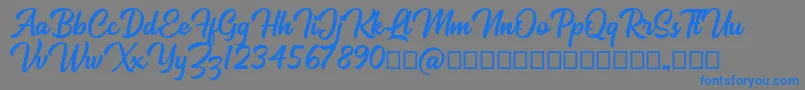 Mackless Script-Schriftart – Blaue Schriften auf grauem Hintergrund