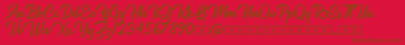 フォントMackless Script – 赤い背景に茶色の文字