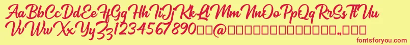 Mackless Script Font – Red Fonts on Yellow Background