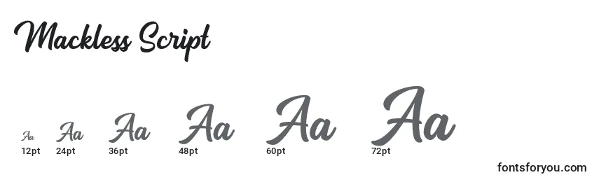 Mackless Script Font Sizes
