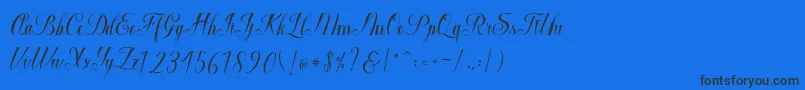 Fonte Macrofhyllya Script – fontes pretas em um fundo azul