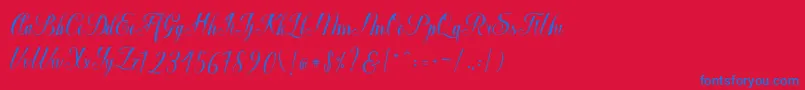 Шрифт Macrofhyllya Script – синие шрифты на красном фоне