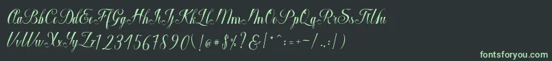 フォントMacrofhyllya Script – 黒い背景に緑の文字