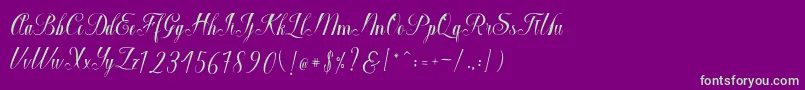 Macrofhyllya Script-fontti – vihreät fontit violetilla taustalla