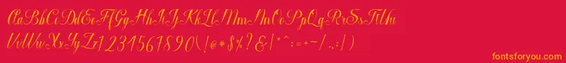 Macrofhyllya Script Font – Orange Fonts on Red Background