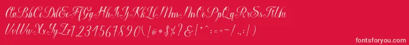 Macrofhyllya Script-Schriftart – Rosa Schriften auf rotem Hintergrund