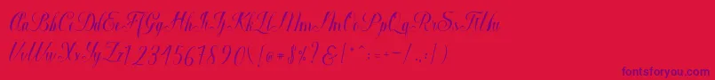 Fonte Macrofhyllya Script – fontes roxas em um fundo vermelho