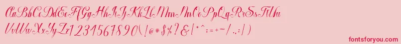 Macrofhyllya Script-fontti – punaiset fontit vaaleanpunaisella taustalla