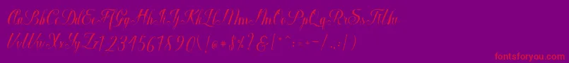 Fonte Macrofhyllya Script – fontes vermelhas em um fundo violeta