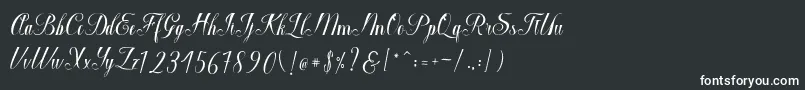 Macrofhyllya Script-fontti – valkoiset fontit mustalla taustalla