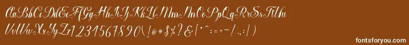 Macrofhyllya Script-Schriftart – Weiße Schriften auf braunem Hintergrund