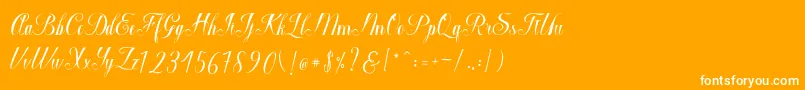 フォントMacrofhyllya Script – オレンジの背景に白い文字