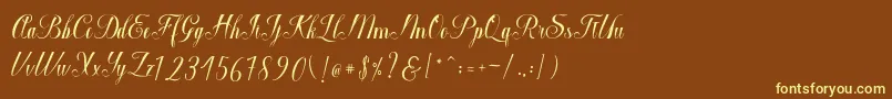 Шрифт Macrofhyllya Script – жёлтые шрифты на коричневом фоне