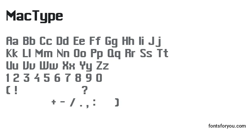 Czcionka MacType (133176) – alfabet, cyfry, specjalne znaki