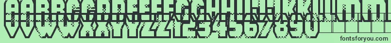 Więcej informacji o czcionce Mad Groove Blast Czcionka Mad Groove Blast – czarne czcionki na zielonym tle