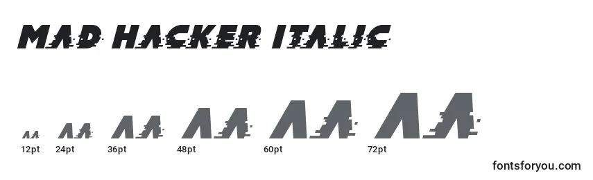 Tamanhos de fonte Mad Hacker Italic
