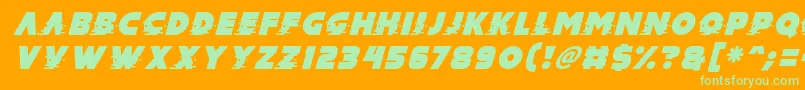Mad Hacker Italic Font – Green Fonts on Orange Background