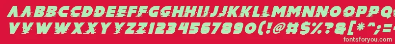 Fonte Mad Hacker Italic – fontes verdes em um fundo vermelho