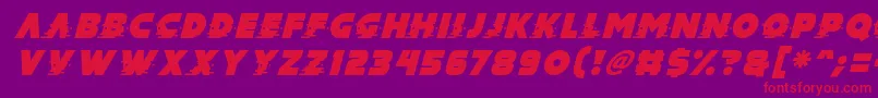 Fonte Mad Hacker Italic – fontes vermelhas em um fundo violeta