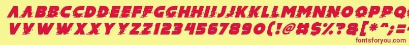 Fonte Mad Hacker Italic – fontes vermelhas em um fundo amarelo
