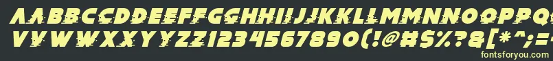 Fonte Mad Hacker Italic – fontes amarelas em um fundo preto