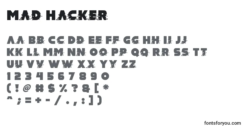 A fonte Mad Hacker – alfabeto, números, caracteres especiais