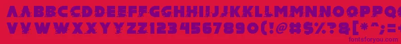 Fonte Mad Hacker – fontes roxas em um fundo vermelho
