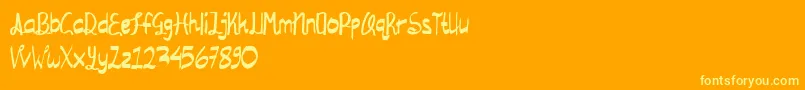 Madagascar-Schriftart – Gelbe Schriften auf orangefarbenem Hintergrund