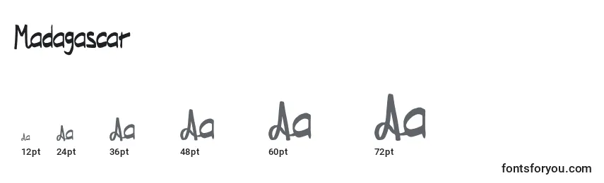 Размеры шрифта Madagascar