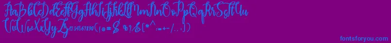 madam Font – Blue Fonts on Purple Background
