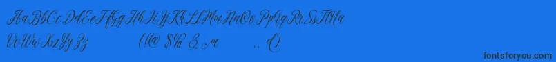 madania free-Schriftart – Schwarze Schriften auf blauem Hintergrund