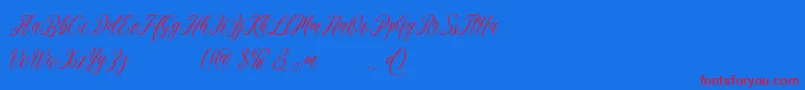 madania free-Schriftart – Rote Schriften auf blauem Hintergrund