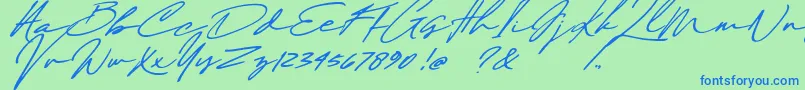 Maddison Signature DEMO-Schriftart – Blaue Schriften auf grünem Hintergrund