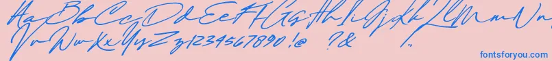 Maddison Signature DEMO-Schriftart – Blaue Schriften auf rosa Hintergrund