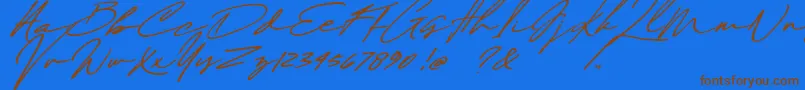 Fonte Maddison Signature DEMO – fontes marrons em um fundo azul