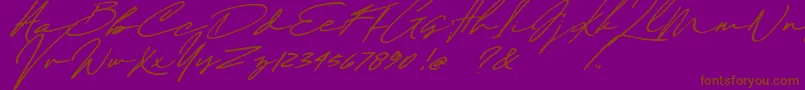 Lisätietoja Maddison Signature DEMO-fontista Maddison Signature DEMO-fontti – ruskeat fontit violetilla taustalla