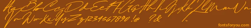 Шрифт Maddison Signature DEMO – оранжевые шрифты на коричневом фоне