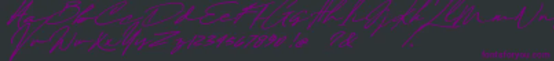 Maddison Signature DEMO-Schriftart – Violette Schriften auf schwarzem Hintergrund