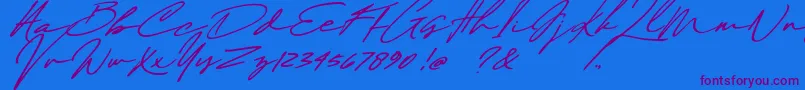 Fonte Maddison Signature DEMO – fontes roxas em um fundo azul
